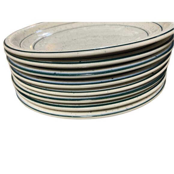 Tienshen Country Crock 8" Salad Plate Green Crock Flecks Vintage Discontinued - Picture 5 of 6